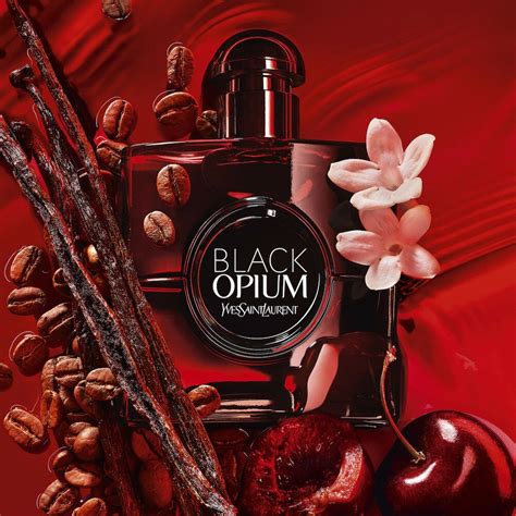 black opium perfume over red.